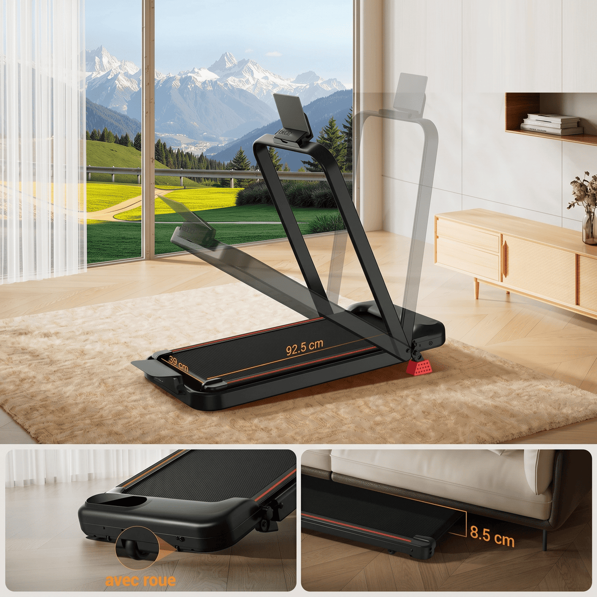 Tapis de Marche Pliable Ultra-Slim 8,5 cm, Inclinaison 15 %